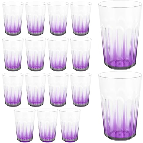 LDHHYH Set di 16 bicchieri in plastica riutilizzabili, 450 ml, infrangibili, bicchieri di plastica per feste, picnic, eventi in campeggio, colore viola sfumato