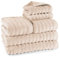 Pure Label 6-TLG. Handtücher Set mit Aufhängeschlaufen aus 100% Baumwolle, saugstark und weich - 2X Badetuch (70x140cm) 2X Handtuch (50x100cm) 2X Gästetuch (30x50cm), Beige