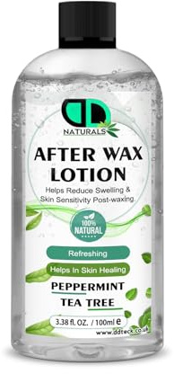 After Wax Lotion with Peppermint & Tea Tree Oil – Soothes & Calms Irritation, Prevents Ingrown Hairs & Bumps, Fights Bacteria & Prevents Infections, For All Skin Types (100ml)