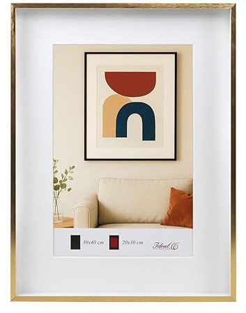 IDEAL TREND Aluminium Bilderrahmen 3D Rahmen mit Passepartout & gehärtetem Glas Fotorahmen Wandrahmen AL-3: Farbe: Gold | Format: 30x40