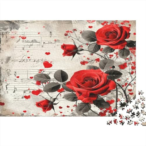 Rote Roses Puzzles 1000 Teile Schwer Puzzle Spielzeug Pädagogisches Spiel Impossible Notenmusik Herausforderungsspielzeug Für Erwachsene Und Kinder Ab 12 Jahren 1000pcs (75x50cm)