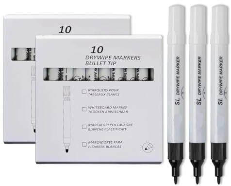TB1 Products 100 Black Dry Wipe Whiteboard Markers | 10 Pens per Pack – Total 100 | Quick-Dry Fine Tip Erasable Pens for Whiteboards, Glass, Office, Classroom & Home Use