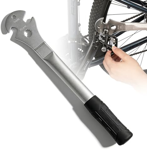BORDEAG Pedalschlüssel, 350 * 63mm Pedalschlüssel Fahrrad, Pedalschlüssel 15mm Extra Lang, 15mm Pedalschlüssel Extra Langer Griff Robuste für Vielseitige Wartung von Fahrradpedalen Silber