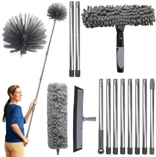 BRRDAQU 4 Piezas Plumero Atrapapolvo Microfibra, Plumero Atrapapolvo Extensible de Microfibra Extensible hasta 445 cm, per Limpieza de Ventiladores de Techo Alto, Persianas, Muebles, Telaraña, Polvo