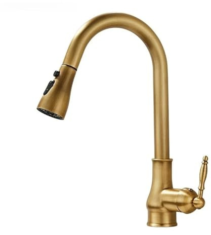 Gelenkhahn, Küchenspüle, Mischbatterie, nur Antik-Bronze, ausziehbarer Kran, 3-in-1, Wasser, heiß, kalt, mit Sprüherzubehör