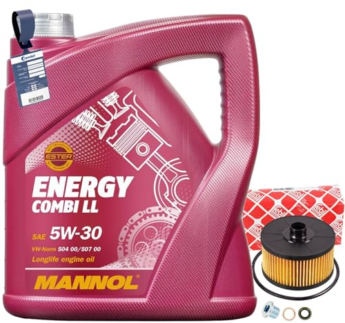 Febi Ölfilter+Mannol 5W30 Öl | 100487, Febi (ox 968D)+518.471.021+MN1801+Combi LL für A B Klasse W/V177 W247 453 0,9