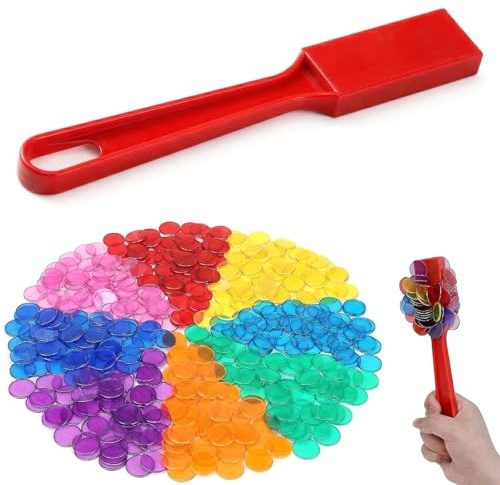 NiceNaiils 100 Bingo Chips mit 1 Magnetische Stäbe Set Magnetstab Kinder Metall Ringed Discs Farbe Bingo Spiel für Schule Zuhause Magneten Spiel Magnetstäbe Kinder für Gaming Lernen (Zufällige Farbe)