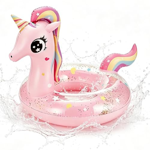 Flotadores Hinchables Piscina para Niños,Lindo Unicornio Caucho de Juguetes Flotador para Piscina Infantil,Juegos de Agua Círculo de Natación para Niños,Playa Fiesta de Verano - Rosa
