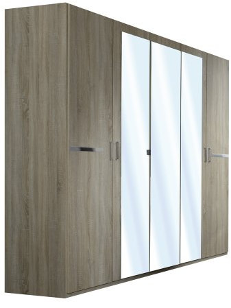Wimex Kleiderschrank/ Drehtürenschrank Anna, 5 Türen, 3 Spiegel, (B/H/T) 210 x 58 x 225 cm, Eiche Sägerau