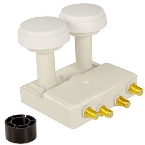 Premium X Monoblock Quad PXMB-6QW SAT LNB Weiß 0,1dB 2 Satelliten Astra 19,2° Hotbird 13° bis 4 Teilnehmer