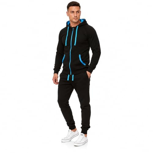 Violento Jogginganzug Herren Baumwolle 2 Teilig Trainingsanzug mit Innenfleece Uni Colour Sportanzug Fitness Freizeit Homewear Präsentationsanzug Jogger Set Weich Bequem Atmungsaktiv Sport Outfit