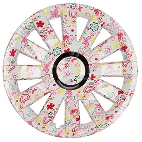 PREMIUM Radkappen Radzierblenden Radblenden 'Modell: Onyx Flower Look' 4er Set, Farbe: Bunt, Felgendurchmesser:16 Zoll