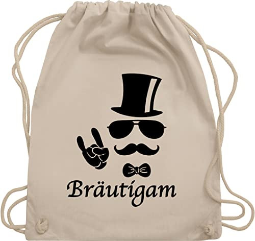 Shirtracer Turnbeutel Rucksack - JGA Junggesellenabschied Männer - Bräutigam Hipster - Unisize - Naturweiß - tasche jungesellenenabschied turnbeutel-rucksack jungegesellenabschied sporttaschen