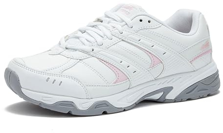 Avia Verge Womens Sneakers - Tennis, Court, Cross Training, or Pickleball Shoes for Women, 9 Medium, White with Light Pink