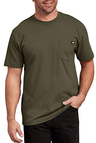 Dickies Herren Kurzärmeliges, Schweres Rundhalsausschnitt und Tasche T-Shirt, Militär, Grün, Mittel