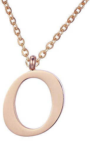 Morella Women's Stainless Steel Necklace Rose Gold with Pendant Letter O