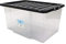 VSL 5 x 50 Litre Plastic Storage Box - Quality Container with Black Lid - Stackable