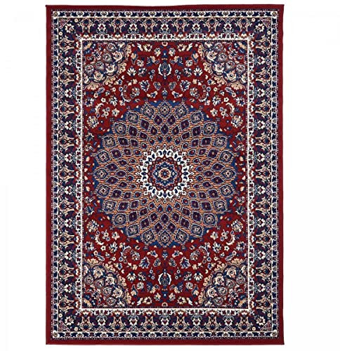 1A2T - Tapis Salon Moderne Design Polypropylene Tapis Oriental Style - Tapis Chambre Rouge 80x150 cm - Tapis à Poils Ras Rectangulaire idéal pour la Chambre, 3662