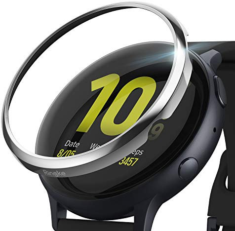 Ringke Bezel Styling Compatibile con Cover Samsung Galaxy Watch Active 2 44mm, Ghiera Anti Graffio Acciaio Inossidabile Adesiva Accessorio - Silver (44-01)