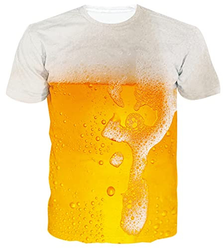 Loveternal Unisex 3D T-Shirt Beer Tee Shirt Casual Cool Bier Shirt Grafik Muster Kurzarm Tops T-stücke L