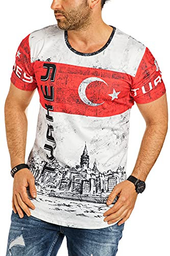 Herren T-Shirt Tee Shirt Oversize Fan Trikot Rundhals-Ausschnitt Turkiye Turkey Urlaub EM Fußball Türkei L