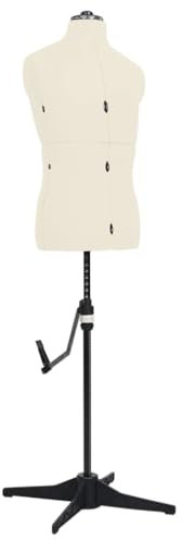 vidaXL Schneiderpuppe Verstellbar Männlich Schaufensterpuppe Torso Mannequin Schaufensterfigur Modepuppe Schneiderbüste Creme Größe 37-45