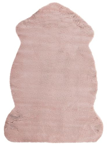 Beliani Kunstfell Teppich Kaninchen rosa Überwurf Webpelz Fellform 60 x 90 cm Undara