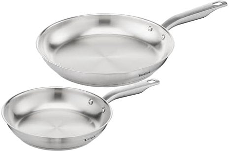 Tefal Virtuoso 2-teiliges Pfannenset 24 + 28 cm, Pfannen Induktion, hochwertiger Premium-Edelstahl, unversiegelt, für alle Herdarten geeignet, backofengeeignet bis zu 250°C, E492S2