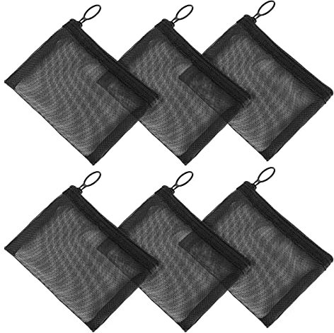 Sibba Mini Zipper Toiletry Bag Mesh Organizing Pouch 6 Packs Nylon Waterproof Small Purse Cosmetic Stationery Case Storage Makeup Bags Offices Travel Organizer Accessories Kit (S Size)