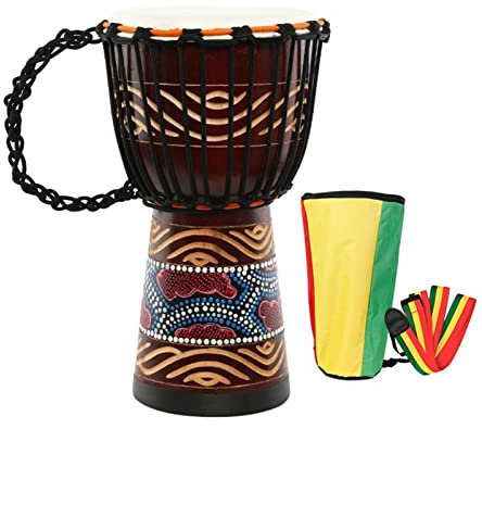 FLFL Djembe Djembe 8-Zoll-lackierte Djembe Für Anfänger, Die Ziegenleder-Holz-Tamburin-Braun Spielen