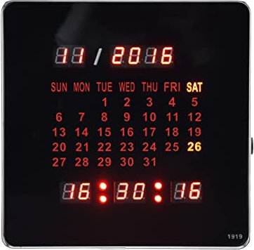 Gaeirt LED-Digital-Wanduhr Digitale Kalender doppelt hängender, leuchtender Digitalkalender, präzise Zeitmessung, Schalterspeicher, Aluminiumlegierung, 20 * Pendules murales