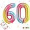Smlpuame 102cm Folienballon Zahlen Luftballon 0-9 Geburtstag Regenbogen Farbverlauf, Große 60 Ballons für Geburtstagsfeier Feierdekorationen, Heliumfolien Zahlenballons für Hochzeitstag