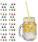 Relaxdays Verres avec Paille, Couvercle et Anse, Lot de 64, HLP 13x10,5x15 cm, 400 ML, Limonade, Boissons glacées, Multicolore