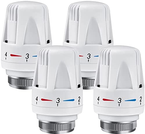 Thermostatic Radiator Valve Head, Gobesty 4Pcs TRV M30x1.5 Radiator Valve Replacement Head, Radiator Thermostat Valve Head Only, Trv Radiator Valves Heating System Temperature Control for Home Office