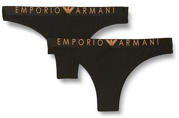 Emporio Armani Damen Emporio Armani Women's 2-pack Iconic Microfiber Brazilian Briefs, Schwarz, M EU