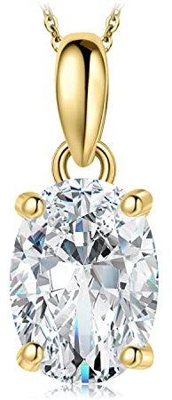 JewelryPalace Ovalschliff 2ct Moissanite Kette Anhänger, Braut Simulierter Diamant Schmuck Set, Halskette Damen Silber 925 Collier Damen mit Stein, Schmuck Mädchen Geschenk für Frauen Vergoldet 45CM