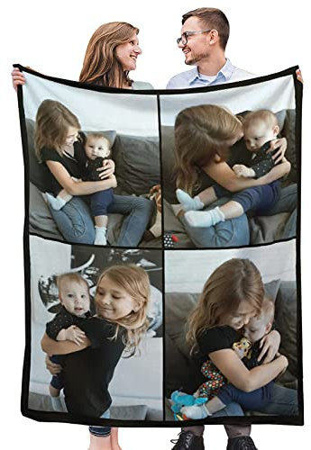 UOOYAA Geschenke kuscheldecke Decke mit Foto,Personalisierte fotodecke selbst gestalten,Worten Bild Collage Individuelle Decken,Geburtstags-Souvenir-Decke für Vater, Mutter, Kinder, Hunde, Freunde
