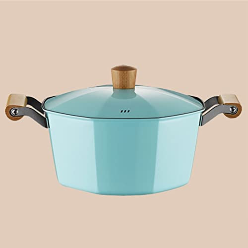 Olla Para Sopa Antiadherente Octogonal Para El Hogar - Stock Olla Doble Oreja Anti-escaldado, Freidora De Cocina, Olla Para Sopa Con Tapa Ventilada, Cocina De Inducción De Gas Universal ( Color : Blue