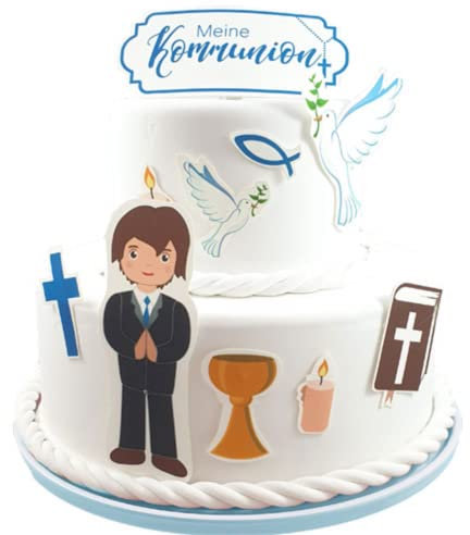 Essbare Tortendeko - Kommunion Junge - Fondant Kuchen Tattoo aus essbarem Zuckerpapier