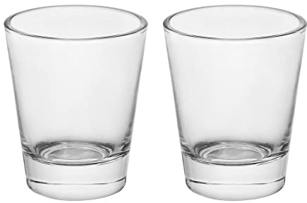 BTGLLAS Heavy Base Shot Glasses, 1.5 oz Sets of Clear Shot Glass (2 Pack), Measuring Cup for Espresso, Liquid, and Wine - Heavy Glass (Glass, 2Pack)