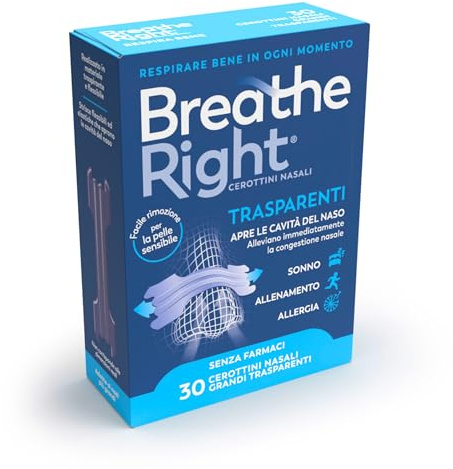 Breathe Right Cerottini Nasali Respira Bene Trasparenti Grandi, 30 cerottini
