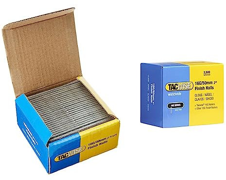 Tacwise 0319 Clous de Finition 16G/40 mm, Boîte de 2.500 & 0298 Clous de Finition Galvanisés 16G/50 mm, Lot de 2500
