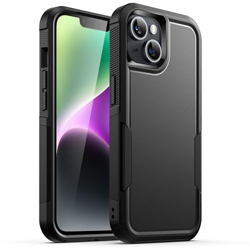 JETech Hülle für iPhone 14 6,1 Zoll, Schwerlast Dual Layer Robust Schutz, Stoßfeste Schützende Harte Handyhülle mit Matt Rückseite (Schwarz)