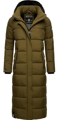 Navahoo Damen Wintermantel warmer Steppmantel lang mit abnehmbarer Kapuze Isalie XS-3XL