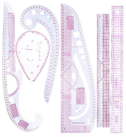 Accessoires de couture Patrons de couture Papier à motifs pour la couture Règle de courbe française 6 pièces/ensemble Échelle précise Transparent Pliable Règles de couture Modèle de dessin métrique