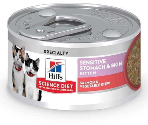 Hill's Science Diet Kitten Sensitive Stomach & Skin Wet Cat Food, Salmon & Vegetable, 2.8 oz. Cans, 24-Pack