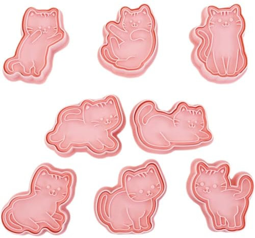 Lot De 8 Emporte-pièces en Forme De Patte De Chat avec Tampons À Piston, Emporte-pièce en Forme De Patte De Chat 3D, Tampons À Biscuits Drôles De Dessin Animé Estampés en Relief