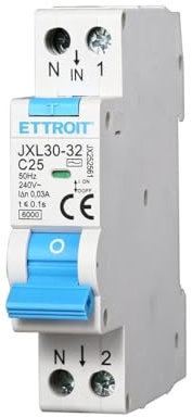 ZOREI Interruttore Magnetotermico Differenziale, 1P+N 220V Da 1 Modulo DIN, RCBO 1P+N 6kA 30mA C25 25A