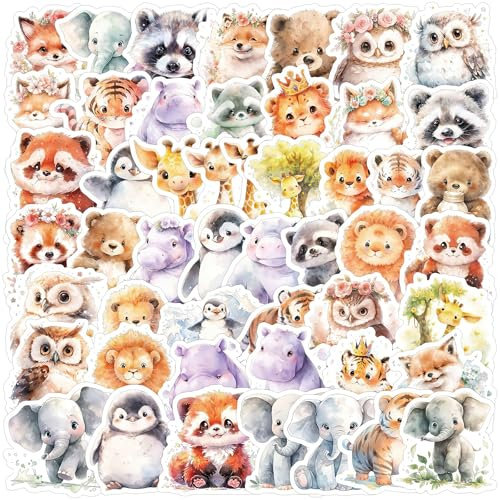 Cosmeria 100 Stück Tiere Sticker Set, Wasserfeste Vinyl Aufkleber für Kinder, Niedliche Sticker für Laptop, Skateboard, Wasserflasche, Scrapbooking, DIY Deko
