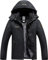 DAFENP Veste de Ski Imperméable Polaire Veste Montagne Snowboard Hiver Chaud Coupe-vent Manteaux avec Capuche Amovible Extérieur CFY815M-Black1-2XL